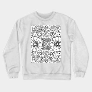 Black and white flower pattern Crewneck Sweatshirt